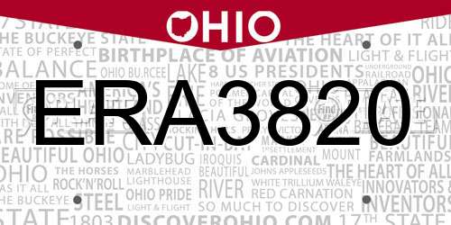 ERA3820 Ohio License Plate
