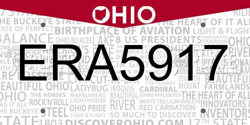 ERA5917 Ohio License Plate
