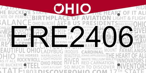 ERE2406 Ohio License Plate