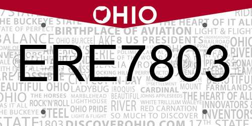 ERE7803 Ohio License Plate