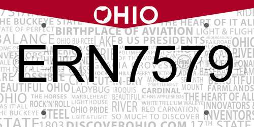 ERN7579 Ohio License Plate