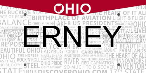 ERNEY Ohio License Plate