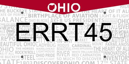 ERRT45 Ohio License Plate