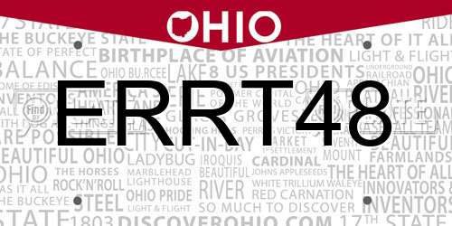 ERRT48 Ohio License Plate
