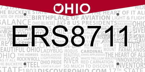 ERS8711 Ohio License Plate