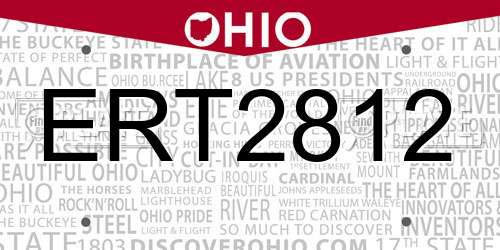 ERT2812 Ohio License Plate