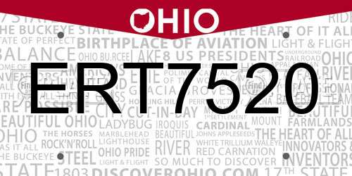 ERT7520 Ohio License Plate