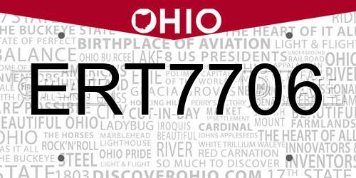 ERT7706 Ohio License Plate