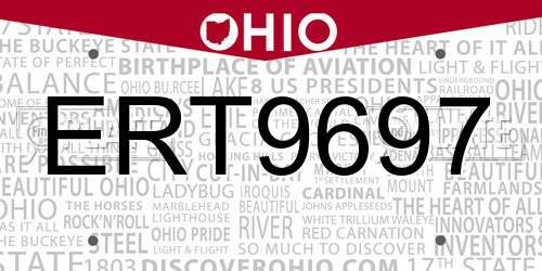 ERT9697 Ohio License Plate