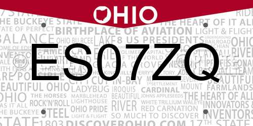 ES07ZQ Ohio License Plate