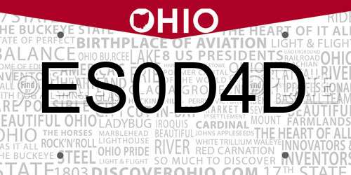 ES0D4D Ohio License Plate
