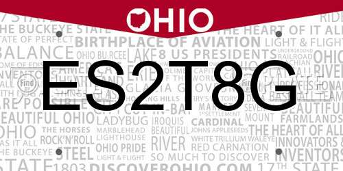 ES2T8G Ohio License Plate