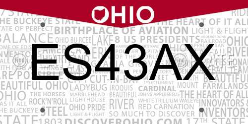 ES43AX Ohio License Plate