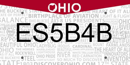 ES5B4B Ohio License Plate