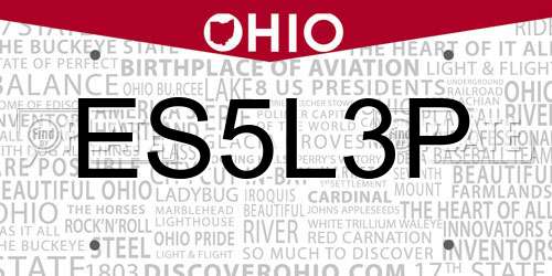ES5L3P Ohio License Plate