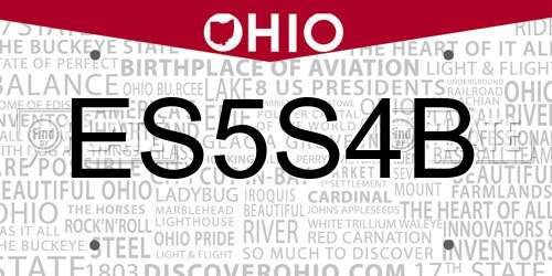 ES5S4B Ohio License Plate