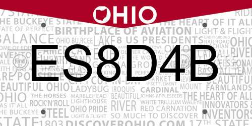 ES8D4B Ohio License Plate