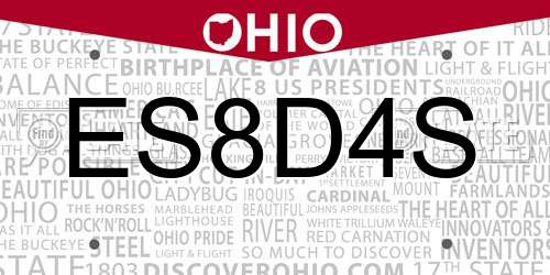 ES8D4S Ohio License Plate