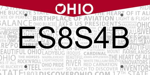 ES8S4B Ohio License Plate