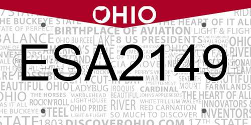 ESA2149 Ohio License Plate