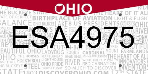 ESA4975 Ohio License Plate