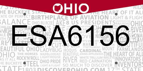 ESA6156 Ohio License Plate