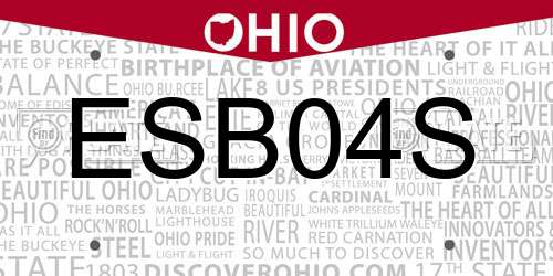 ESB04S Ohio License Plate