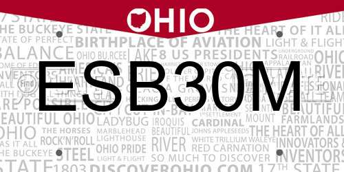 ESB30M Ohio License Plate