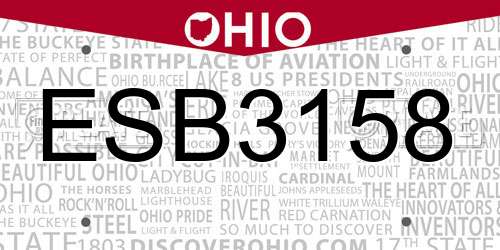 ESB3158 Ohio License Plate