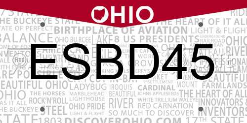 ESBD45 Ohio License Plate