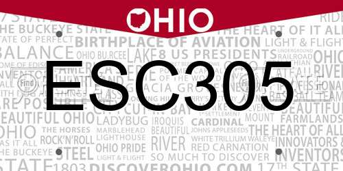 ESC305 Ohio License Plate