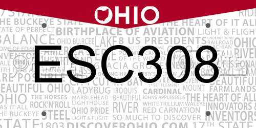 ESC308 Ohio License Plate