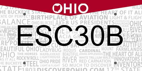 ESC30B Ohio License Plate