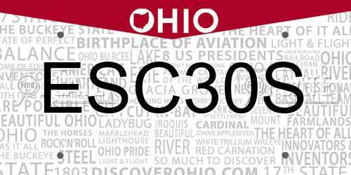 ESC30S Ohio License Plate