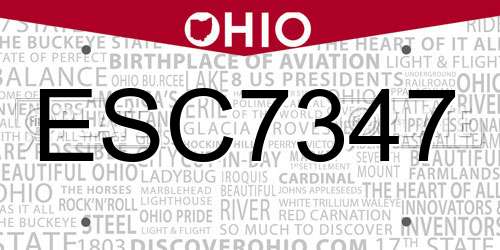 ESC7347 Ohio License Plate