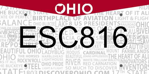 ESC816 Ohio License Plate