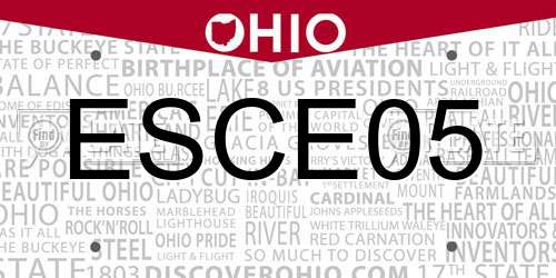 ESCE05 Ohio License Plate
