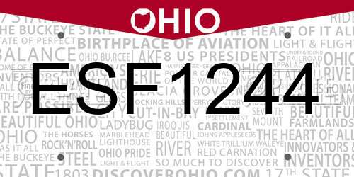 ESF1244 Ohio License Plate