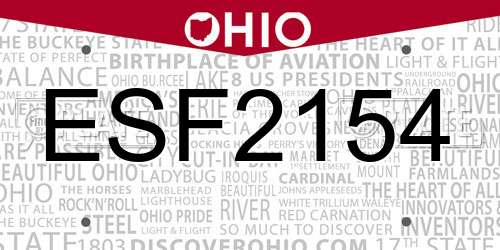 ESF2154 Ohio License Plate