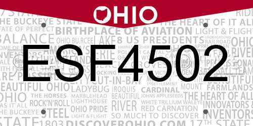 ESF4502 Ohio License Plate
