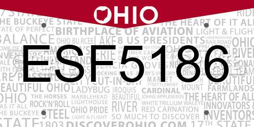 ESF5186 Ohio License Plate