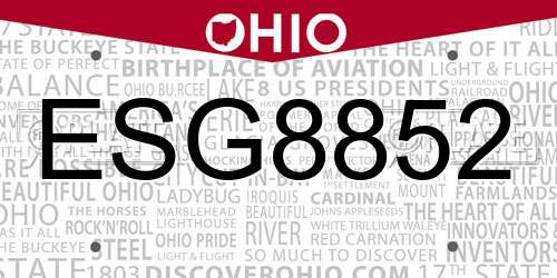 ESG8852 Ohio License Plate