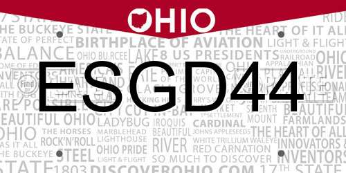 ESGD44 Ohio License Plate