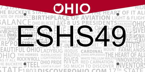 ESHS49 Ohio License Plate