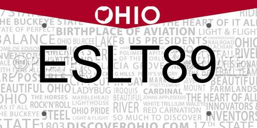 ESLT89 Ohio License Plate
