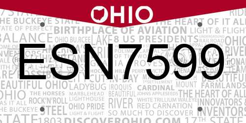 ESN7599 Ohio License Plate