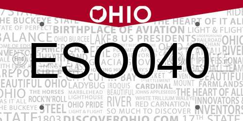 ESO040 Ohio License Plate