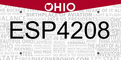 ESP4208 Ohio License Plate