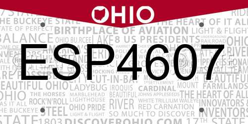 ESP4607 Ohio License Plate