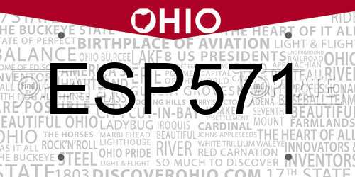ESP571 Ohio License Plate